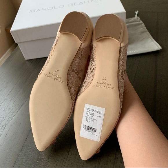 MANOLO BLAHNIK HANGISI LACE BALLERINA FLATS - Picture 9 of 9